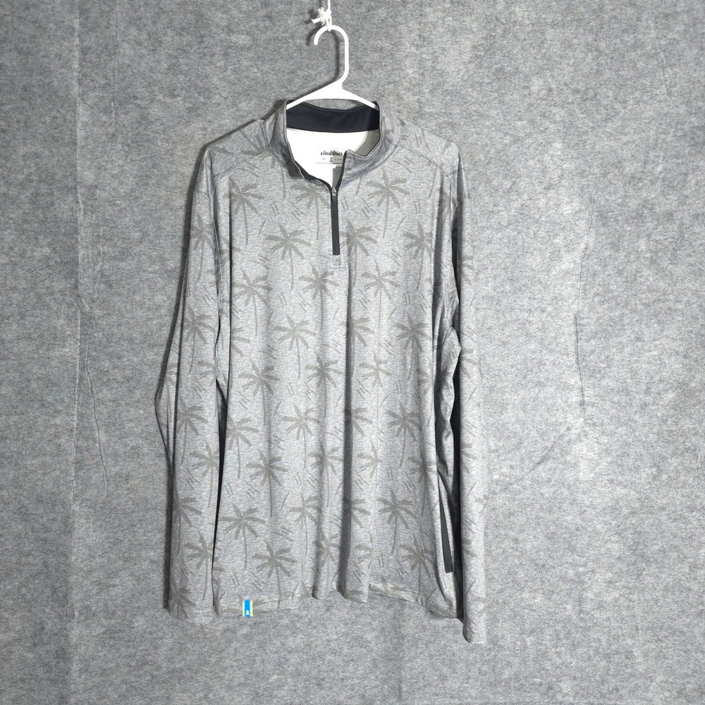 Chubbies Quarter Zip Pullover Mens XL Gray Palm Tree Print Long Sleeve Casual